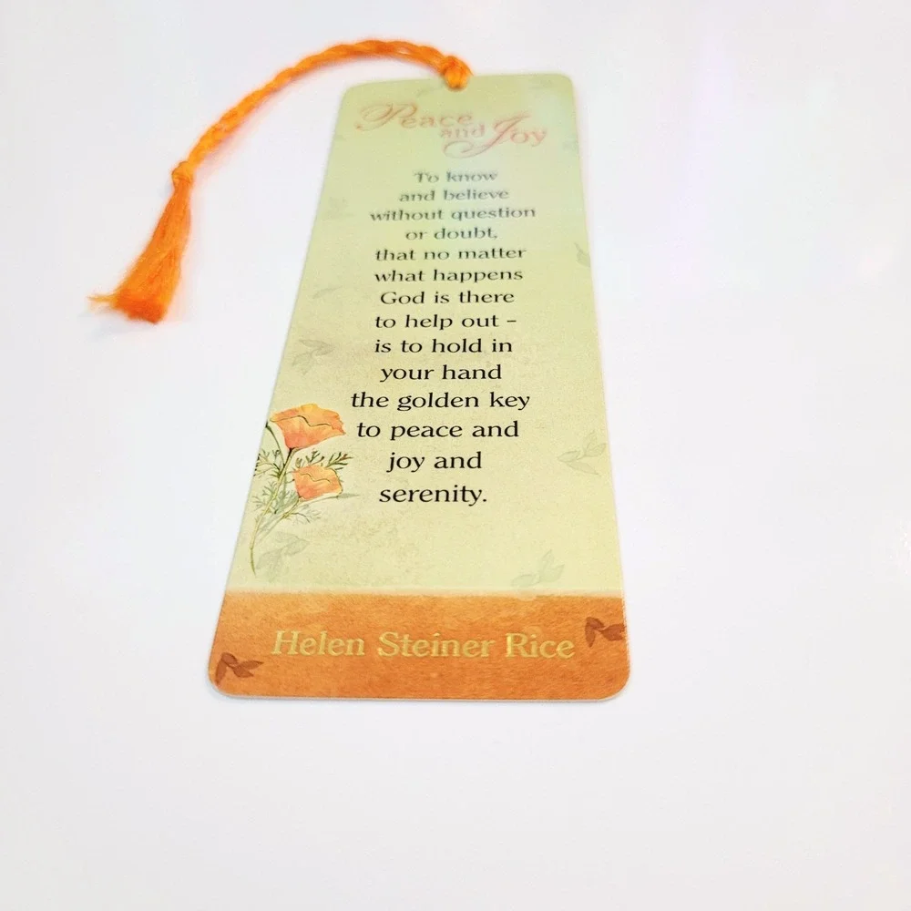 Vintage Y2K Peace & Joy Bookmark Helen Steiner Rice Psalm floral 2006 CAG BML651